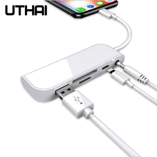 Многофункциональный UTHAI C16 для iphone X 8 Plus кардридер и адаптер интерфейса Lightning для iphone XS MAX