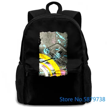 

Tape Cassette Music Radio Show Popular Wo Rock Roll women men backpack laptop travel school adult student