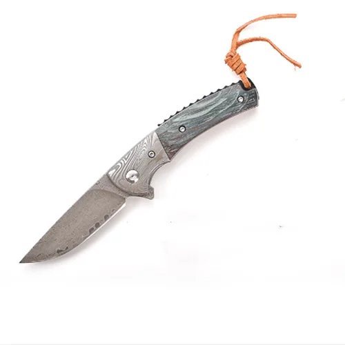 KESIWO folding knife damascus blade EDC camping survival pocket tactical knives hunting wood handle outdoor rescue fishing tools - Цвет: B