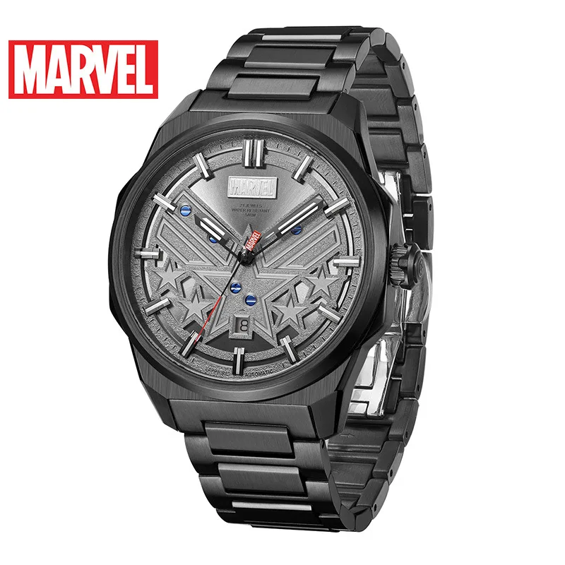 

MARVEL Men Watch Automatic Mechanical Wristwatches Luxury DISNEY Captain Marvel Back Is Transparent Casual Sport Mens Watches