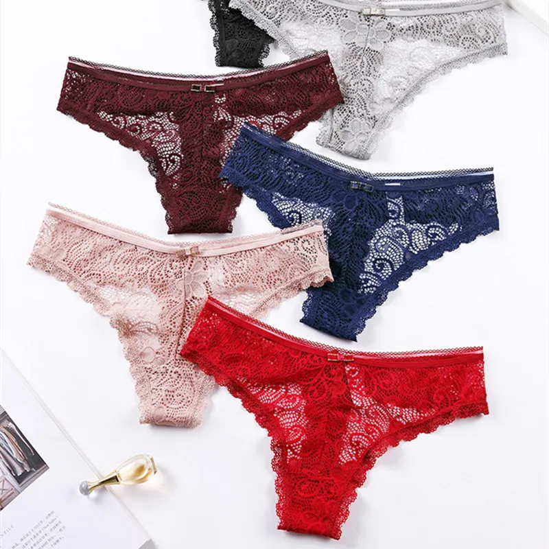 

Sexy Lace Panties for Women Underwear Transparent Low-Waist Thong 3pcs Briefs Female Seamless G-String Underwear Lingerie