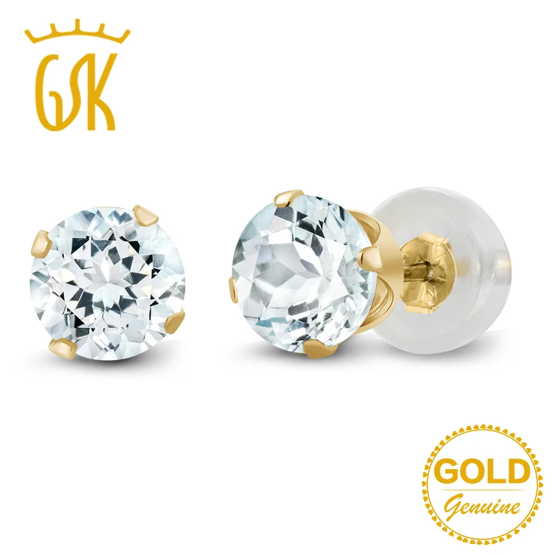 GemStoneKing 14K желтого золота ювелирные украшения 0 90 cttw 5 мм круглая огранка природный