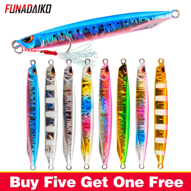 US $4.19 FUNADAIKO slow jig super Slim SSZ Metal Casting Jig 20G 30G 40G 60G Cast Jigging Spoon Zinc Fishing