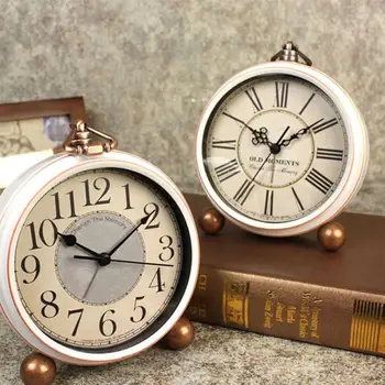 

1Pc Desktop Alarm Clock Retro Vintage Bedroom Alarm Clock Roman Numeral Table Clock Desktop Ornaments Home Decor
