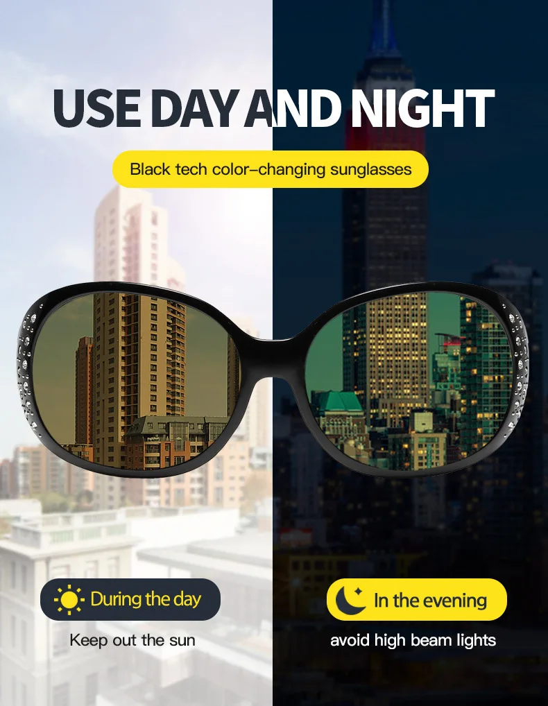 Женские очки ночного видения, поляризованные мужские солнцезащитные очки с антибликовым покрытием, желтые солнцезащитные очки, очки ночного видения для вождения автомобиля