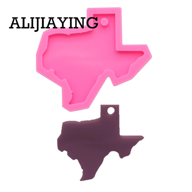 Dy0201 Diy Fényes Texas Térkép Alak Szilikon Penészgomb Gyűrű Penész Usa Állam A Kulcstartóhoz