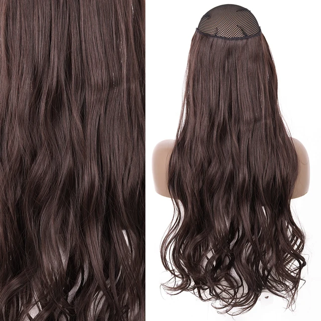 Synthetic No Clip Invisible Wire Hair Extensions Straight Natural Black Blonde One Piece False Hairpiece Halo Hair Extension J-2-33