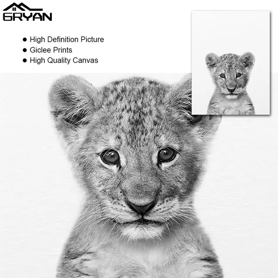 Affiche Murale Avec Animaux Safari En Noir Et Blanc Affiche De Lion Tigre Zebre Girafe Peinture Nordique Pour Chambre A Coucher Aliexpress