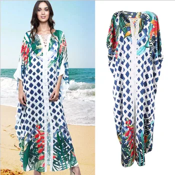 

Cover Up Fashion Women Loose V-Neck Long Sleeve Beach Dress Casual Female Bathing Suit Cover Up pareo biquinis feminino 2020