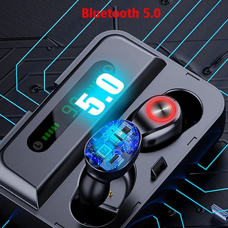T10B 5,0 Bluetooth беспроводные стерео наушники водонепроницаемые наушники со светодиодный Светодиодный дисплей зарядная коробка перезаряжаемый мобильный телефон