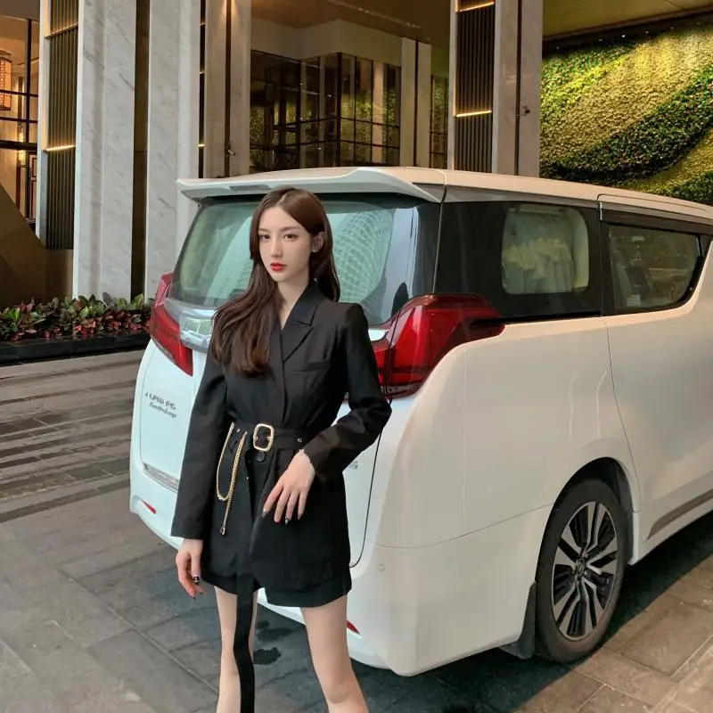 New Style Fashion Early Autumn-Online Celebrity Loose-Fit Black And White with Pattern Western Style Casual Small Suit Elegant T