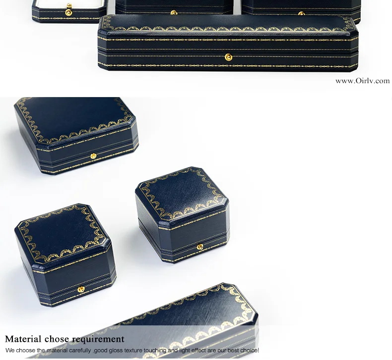 Oirlv Königsblaue Ringbox aus PU-Leder, 10,5 x 8 x 4,5 cm, Schmuck-Organizer-Box für Verlobung, Hochzeit, Schmuck, Geschenkbox – Detail 9