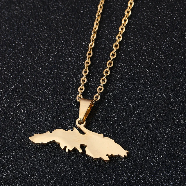 Discover the New Gold Color Saint Thomas Map Pendant Necklaces