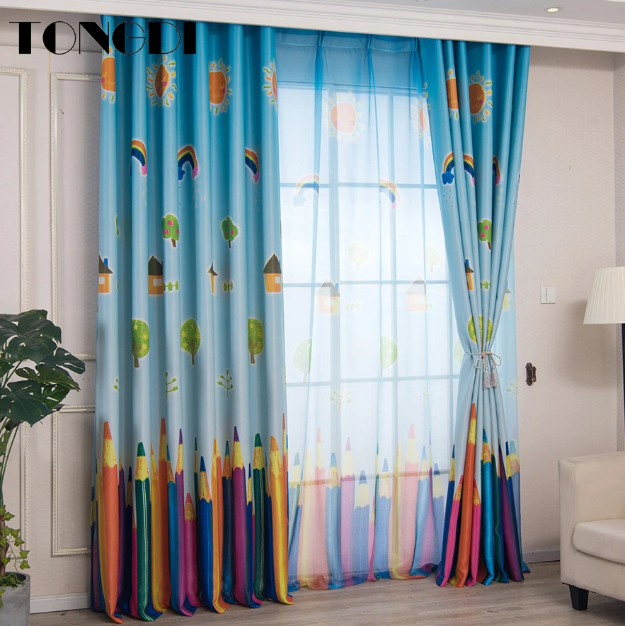 Затемняющая занавеска TONGDI цветная печать высококачественное украшение для