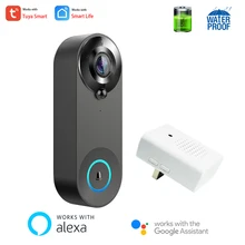 

Alexa Google Voice Command Tuya Smart WiFi Enabled Video Doordell Camera FHD Outdoor IP65 Use with 4400mAh Rechargeable Battery