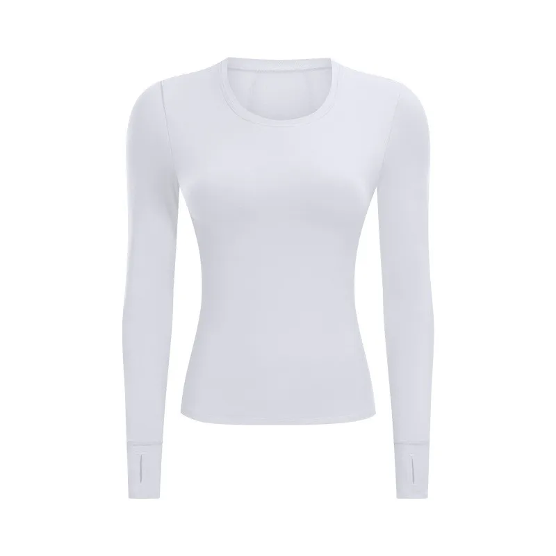 Цветные встроенные колодки спортивные тренировочные рубашки с длинными рукавами женские быстросохнущие сетчатые Лоскутные Топы для фитнес-тренировки с отверстиями для большого пальца - Цвет: White