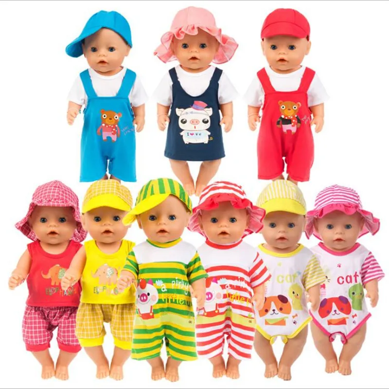 

High-quality Doll Clothes Born Baby Fit 18 inch 43cm Unicorn Pink Yellow Hat Elephant Animal Spring Suit For Baby Birthday Gift