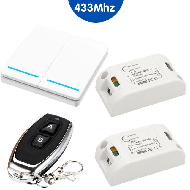 Wireless Smart Light Switch RF 433MHz Remote Control Switch AC 95-250V 10A Module 86 Wall Panel for Bedroom,Gallery Lights Lamp 2R 1WP042 1kt05