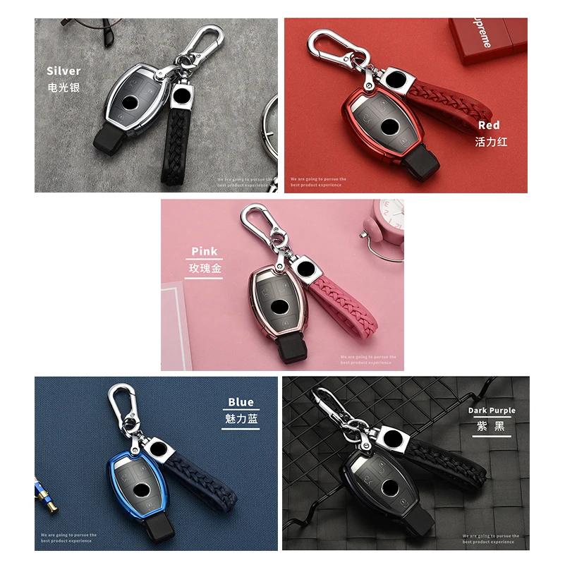 1Pcs Car TPU Remote Smart Key Cover Fob Case with Keychain Keyring Fit For Mercedes Benz CLA GLK C180 C200