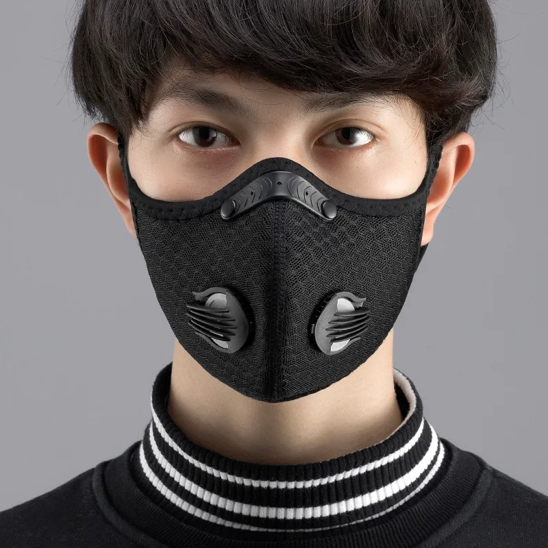 

Face Mask Respirator Replaceable Filter Mask Protection Anti-fog PM2.5 Dust-proof Filters Breathable Mouth Mask with Valve