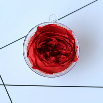 

Horse Preserved Rose Flowers Keychain With Plush Ball decoration for bag and car