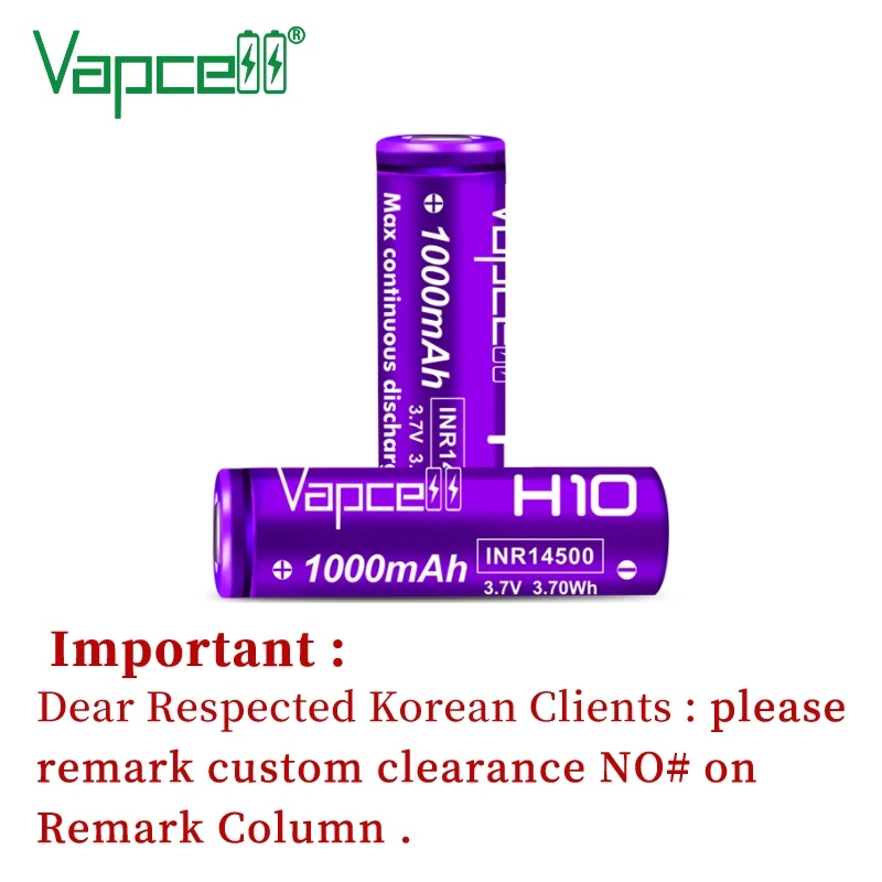 Бесплатная доставка оригинальный Vapcell INR14500 1000 мАч 10A H10 3 7 v high drian 14500 импульсные
