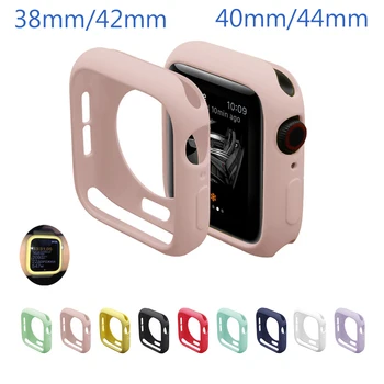 

Case For Apple Watch 44mm 40mm soft silicone case iwatch 5 4 3 band 42mm 38mm cover Shatter-Resistant All-Around cover shell