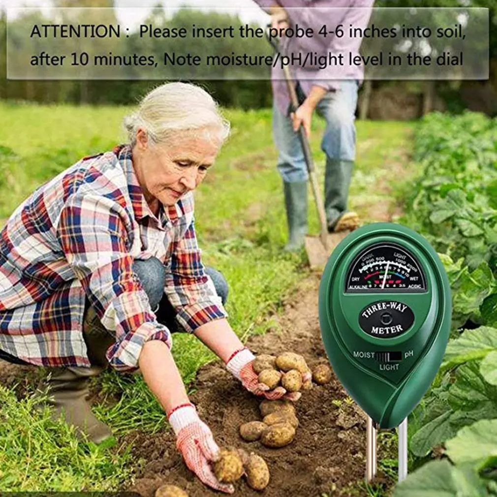 Three-In-One Ph Detector Soil Tester Soil Moisture Meter Soil Ph Meter Round Head No battery required