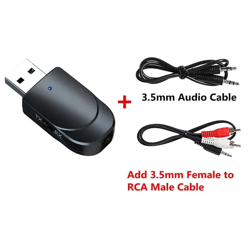 Type1 With RCA Cable USB Bluetooth 5,0 передатчик приемник 3 в 1 адаптер EDR ключ 3,5 мм AUX RCA для ТВ ПК наушники для дома стерео автомобиля HIFI аудио - Цвет: Type1 With RCA Cable