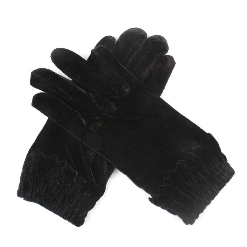 1 пара бархатных эластичных перчаток, зимние женские теплые мягкие теплые удобные рукавицы, Короткие винно-красные Малиновые перчатки, рождественские подарки