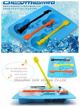 

Free Shipping 300pcs/lot Silicone Guitar Shaped Cube Trays Ice Candy Mold Maker