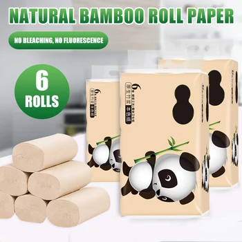 

6 Rolls Toilet Paper Tissue Primary Wood Roll Paper Clean Prevent Flu Cleaning Toilet Tissue Soft Toilet Paper
