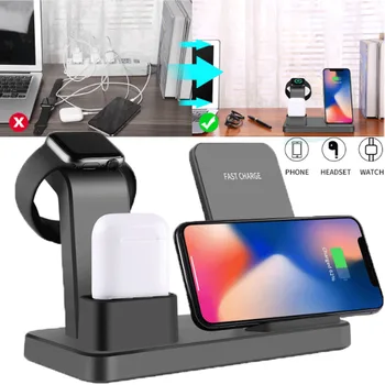 

3 in 1 Wireless Charger Stand Holder Base Dock Station Fast Charging Dock Station For iPhone For Apple Watch Dock Airpods