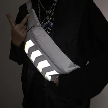 Унисекс Светоотражающая поясная сумка модная уличная стильная женская сумка-банан поясная сумка в стиле хип-хоп Большая вместительная холщовая поясная сумка