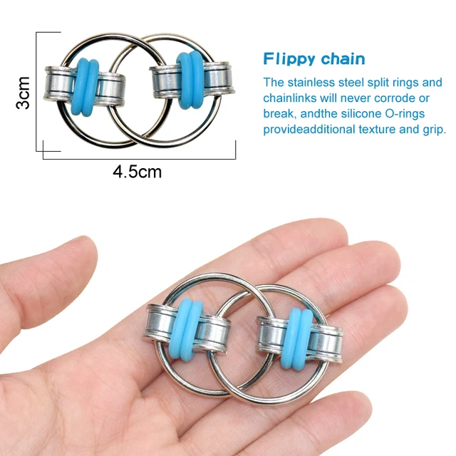 New Metal Puzzle Chain Fidget Toy for Autism Chain Fidget Toy Stress Relieve ADHD Top Puzzles Hand Spinner Key Ring Sensory Toys 2
