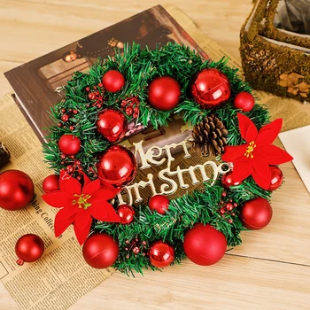 

30CM Christmas Wreath Artificial Plant Rattan Circle Wall Decoration Simulation Fake Flower Door Hanging Wreath For Home