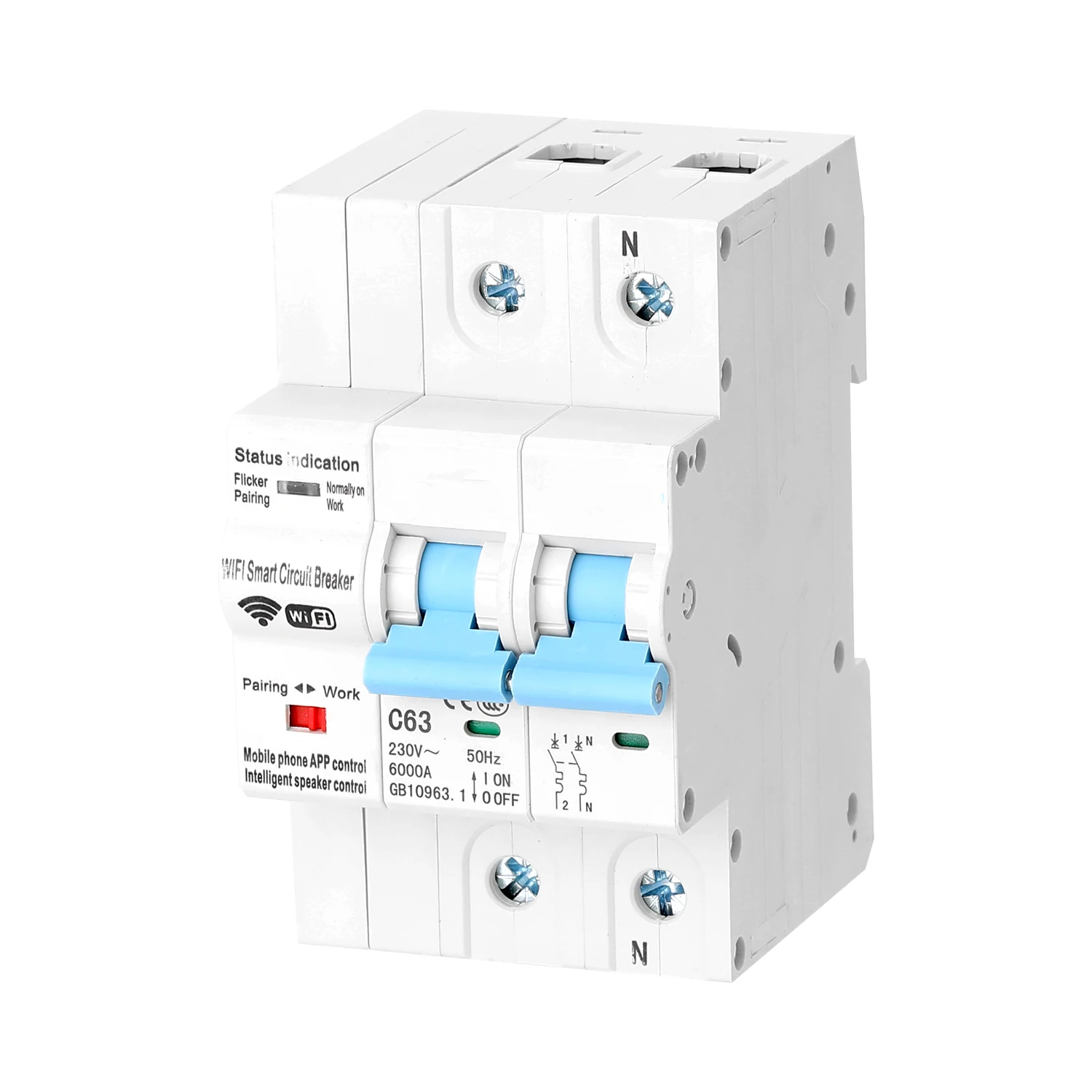 

2P WiFi Intelligent Circuit Breaker with Energy Monitoring and Meter Function Compatible for Amazon Alexa and Google home