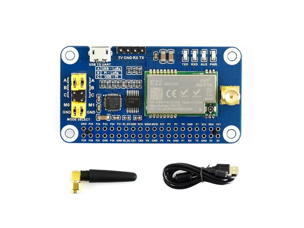 Waveshare SX1268 LoRa HAT для Raspberry Pi, расширенный спектр модуляции, частотный диапазон 433 МГц