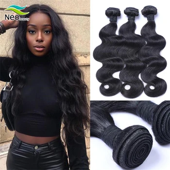 

NeoBeauty 4 Bundles Peruvian Body Wave Hair Bundles 100% Human Hair Non Remy Hair Bundles Natural Color Hair For Black Women