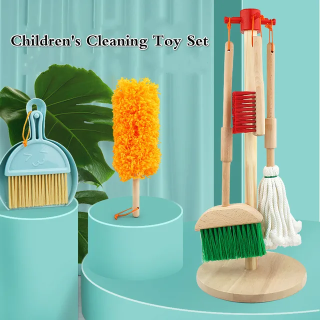 Children's Cleaning Toy Set Simulation Children's Mini Broom Dustpan Mop Cleaning Tool Combination Doing Housework Toy for Kids 2