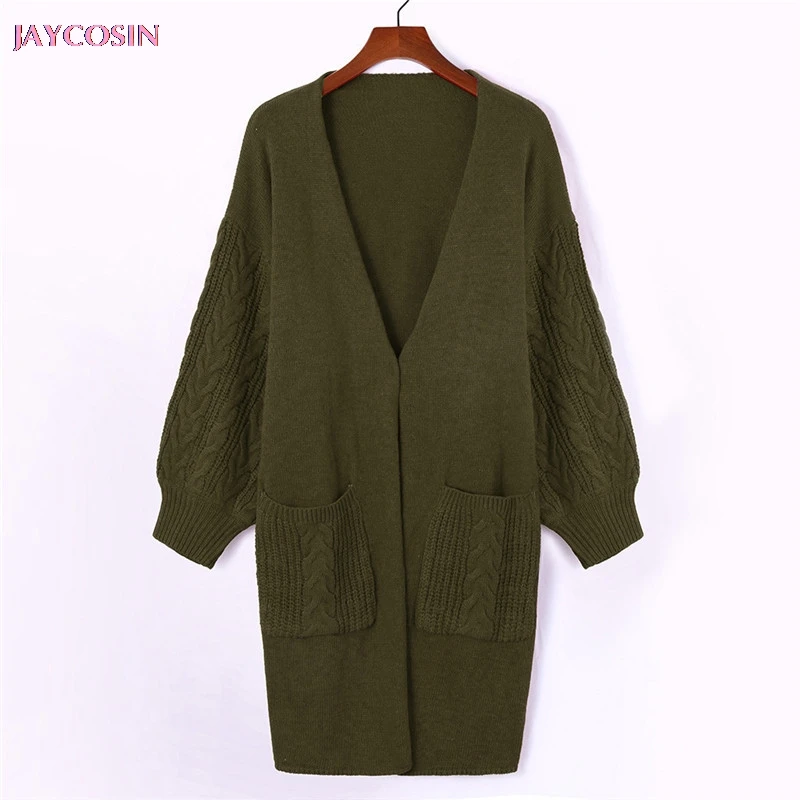 JAYCOSIN, свитер, Модный женский, однотонный, вязаный, длинный рукав, кардиганы, карманы, кардиганы, свитер, топ, манто, женская, Прямая поставка#0820