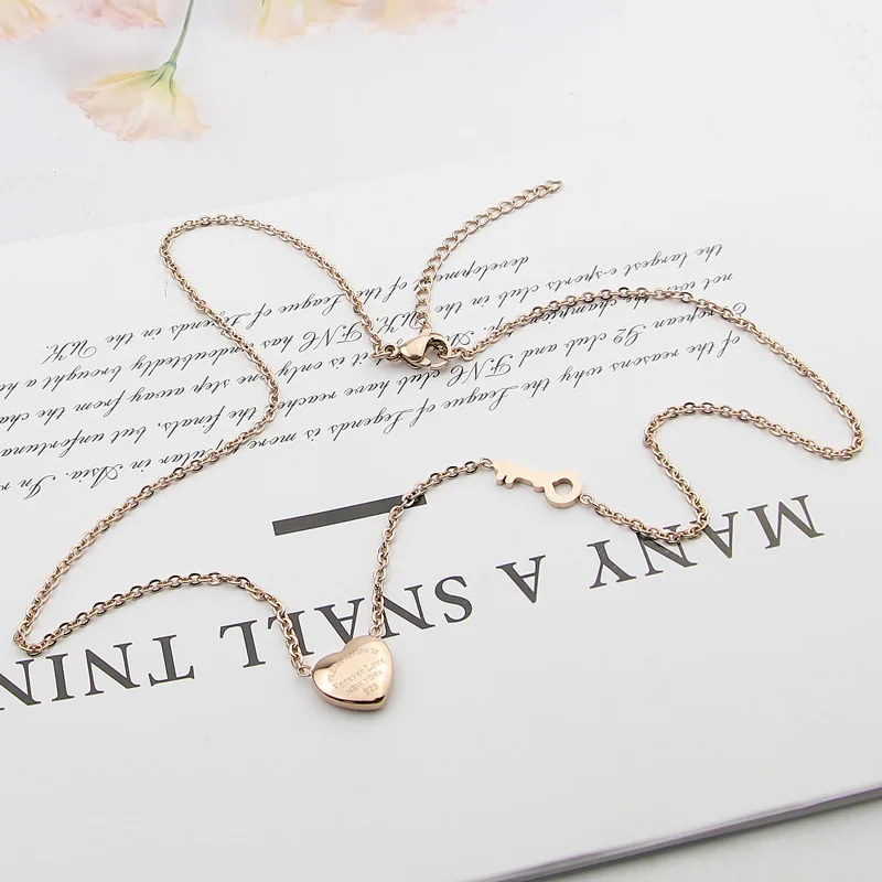 Ожерелье из титановой стали forever love Персиковое сердце ключ замок ожерелье модное