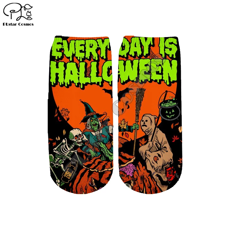 

PLstar Cosmos Drop shipping Halloween Horror 3D Printed Women/men/boy/girl Cartoon Colorful casual Funny Short Ankle Sock Style4
