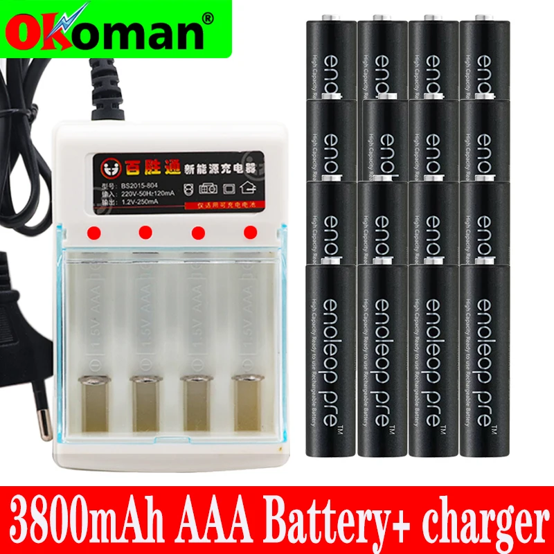 Figh качество 1 2 V 3800mAh NI MH AAA предварительно Заряженная NI-MH аккумуляторная батарея aa