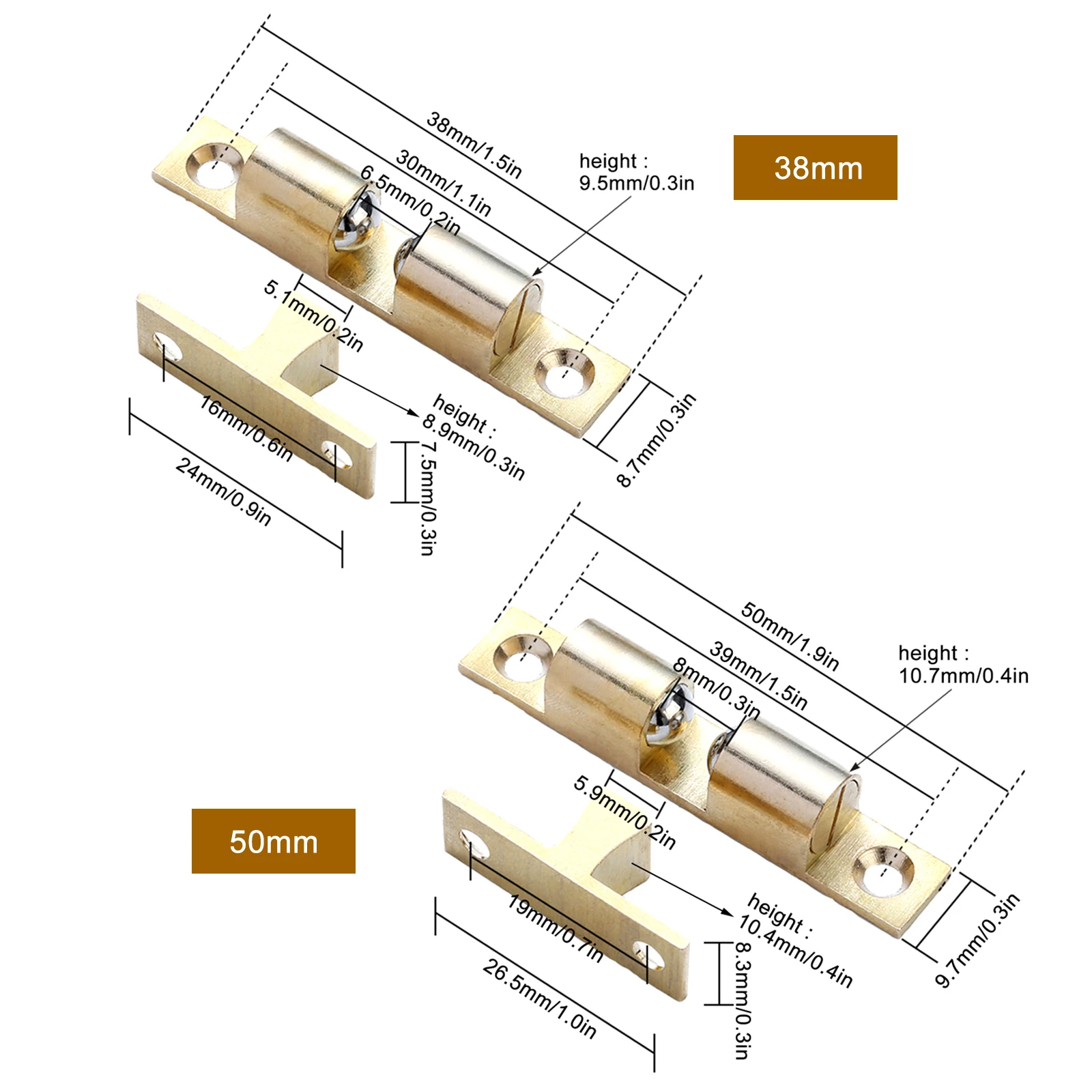 Magnetic Suction Card Buckle Ornament Toilet Furniture Door Hardware Solid Brass Spring Ball Catch Free Screws