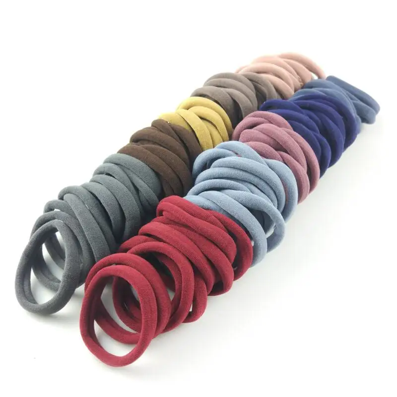 50 Pcs/Lot Black Colorful Scrunchies Ponytail Holders White Hair Accessories Ties Headband Seamless Hair Bands For Women Girl - Image 2