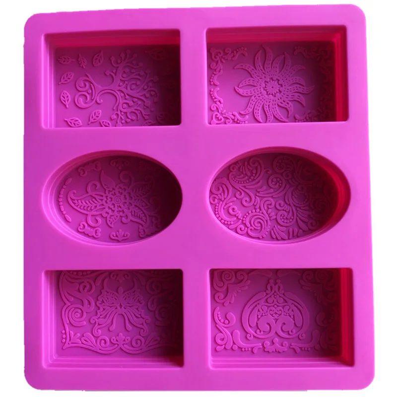 Silicone Soap Mold for Making 3D 6 Forms Oval Rectangle Mould Handmade Craft Flowers Bathroom Kitchen Promot | Дом и сад