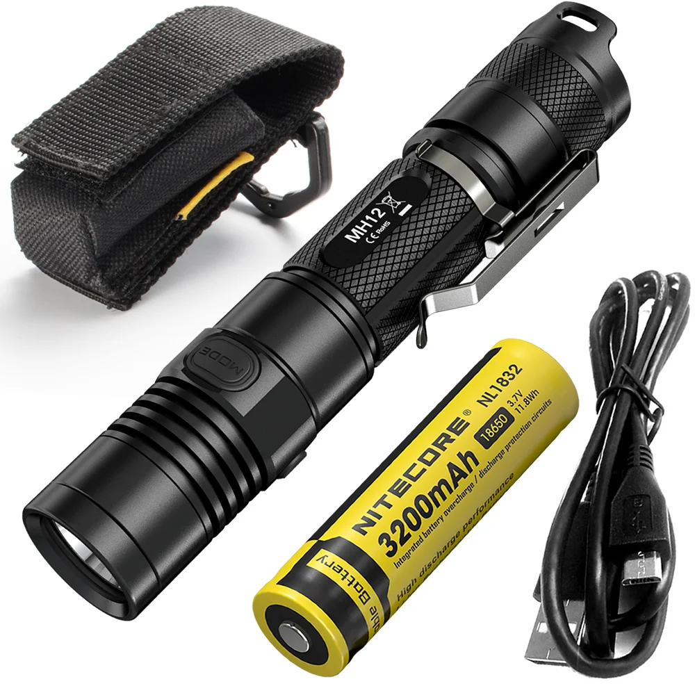 

NITECORE MH12 USB Rechargeable Flashlight CREE XM-L2 U2 LED max 1000 lumen beam distance 232 meter outdoor Light Tactical torch