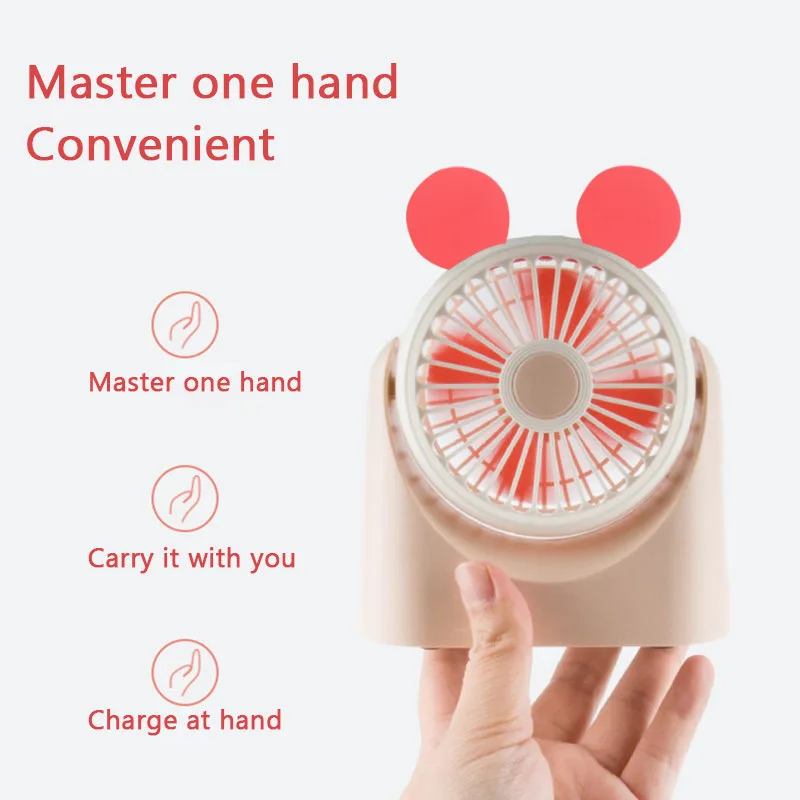 

Pocket Fan Folding Fan Portable Fan ABS+PP+TPR Mini Fashion Cute with Light Gift USB Rechargeable Student Outdoor
