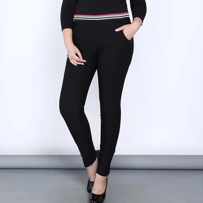 2XL-6XL размера плюс осенние брюки-карандаш с высокой талией повседневные